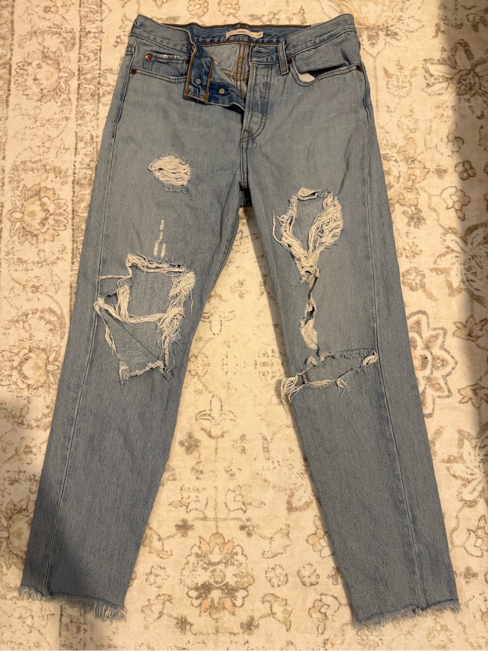 Levi's Light Blue Distressed Slim Straight Jeans